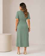 Vestido Midi com Cinto de Fivela Dourada - Camila