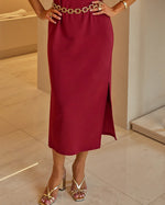 Vestido Midi Decote V com Fenda - Marina